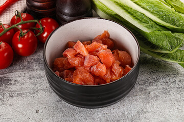 Salted salmon cubes for cooking