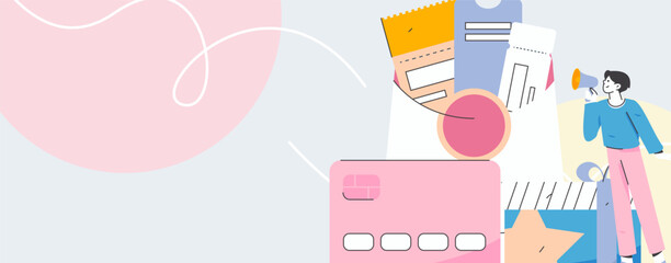 Holiday shopping people doing e-commerce online shopping flat vector concept operation hand drawn illustration
