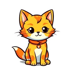 illustration art kawaii cartoon of cat  isolated on white background