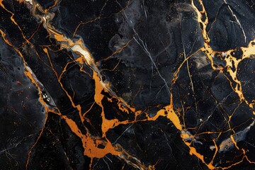 black marble with golden veins, Black marbel natural pattern for background, Gold marble texture with lots of bold contrasting veining, Luxury marbel stone for ceramic floor and wall  - generative ai