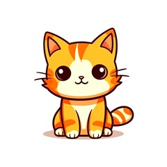 Obraz premium illustration art kawaii cartoon of cat isolated on white background