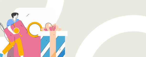 Holiday shopping people doing e-commerce online shopping flat vector concept operation hand drawn illustration
