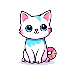 Fototapeta premium illustration art kawaii cartoon of cat isolated on white background