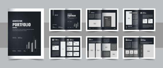Print ready architecture or interior portfolio brochure design template layout vector