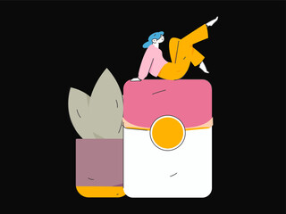 Holiday shopping people doing e-commerce online shopping flat vector concept operation hand drawn illustration
