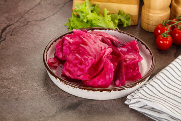 Red pickled cabbage with beetroot