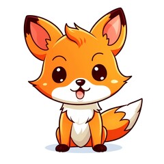 Obraz premium illustration art kawaii cartoon of fox isolated on white background
