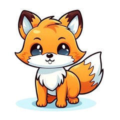 illustration art kawaii cartoon of fox isolated on white background