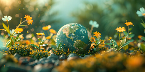 Globe with trees, Earthday concept