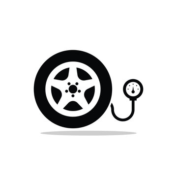 Car wheel monometer pressure icon. Vector illustration