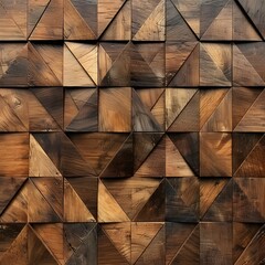 dark brown wooden geometric wall background with triangular patterns