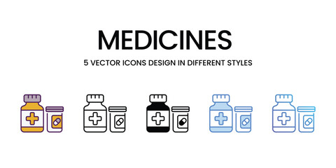 Medicines  Icons different style vector stock illustration