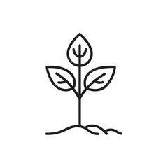 Seedling tree growing icon. Black nature green vector design.