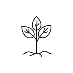 Seedling tree growing icon. Black nature green vector design.