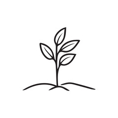 Seedling tree growing icon. Black nature green vector design.