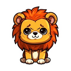Fototapeta premium illustration art kawaii cartoon of lion isolated on white background