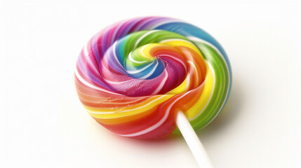 Colorful Rainbow Lollipop on White Background