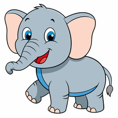 Naklejka premium Adorable Elephant Cartoon Drawing, Cute Elephant Graphic