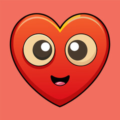Fototapeta premium Adorable Heart Eyes Cartoon Drawing, Cute Heart Eyes Graphic