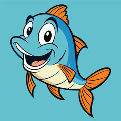 Adorable Fish Cartoon Drawing, Cute Fish Graphic