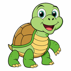 Fototapeta premium Adorable Turtle Cartoon Drawing, Cute Turtle Graphic