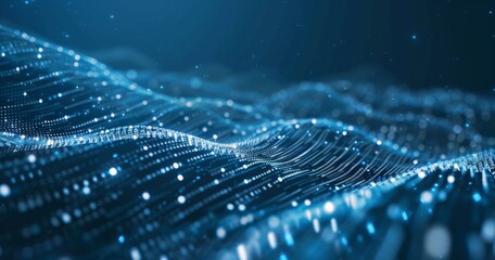 Abstract glowing data waves representing modern digital technology and 5G network