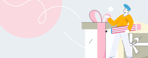 Holiday shopping people doing e-commerce online shopping flat vector concept operation hand drawn illustration
