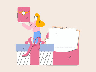 Holiday shopping people doing e-commerce online shopping flat vector concept operation hand drawn illustration
