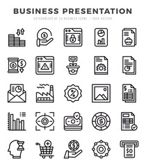 Business Presentation elements. Lineal web icon set. Simple vector illustration.