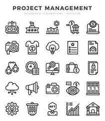 Project Management elements. Lineal web icon set. Simple vector illustration.