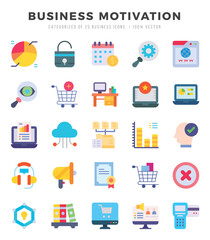 BUSINESS MOTIVATION Icons Pack. Flat icons set. Flat icon collection set. Simple vector icons.