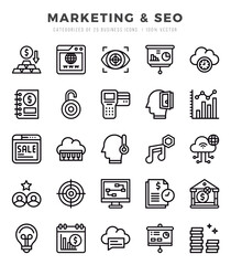 Marketing & SEO Icons Pack. Lineal icons set. Lineal icon collection set.