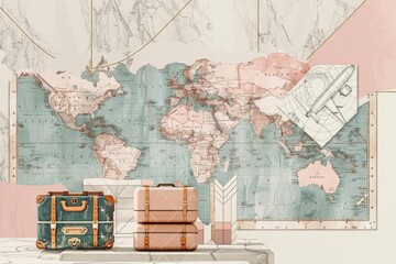 A serene 3D illustration depicting travel essentials like luggage