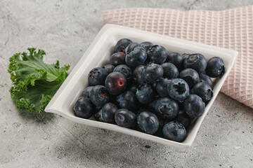 Sweet ripe blueberry on the bowl