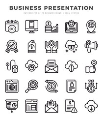 Business Presentation Icons bundle. Lineal style Icons. Vector illustration.