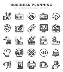 Vector Business Planning types icon set in Lineal style. vector illustration.