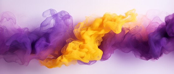 Fototapeta premium Deep purple and yellow watercolor splash background, blending smoothly,