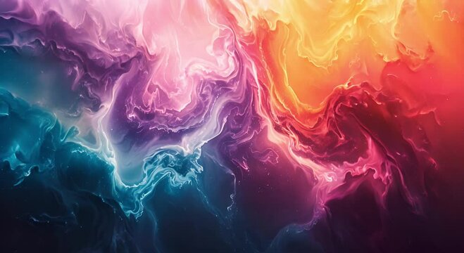 A painting of a colorful nebula with vibrant blues, purples, and pinks