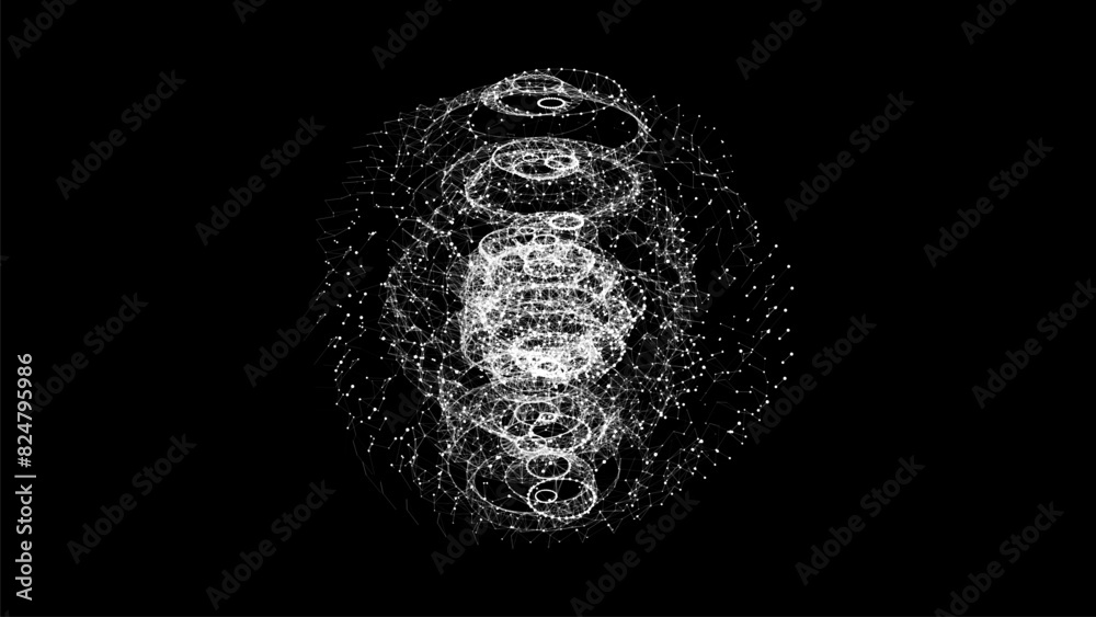 Wall mural vector futuristic black sphere of particles and lines. network connection big data. abstract technol