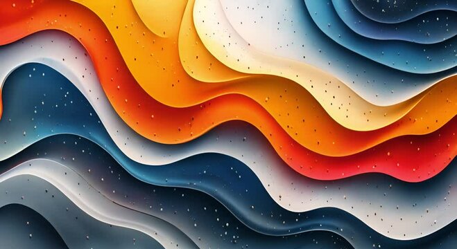 A painting of a colorful wave with a gradient from yellow to blue.