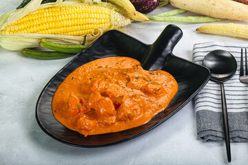 Indian cuisine - spicy prawn masala