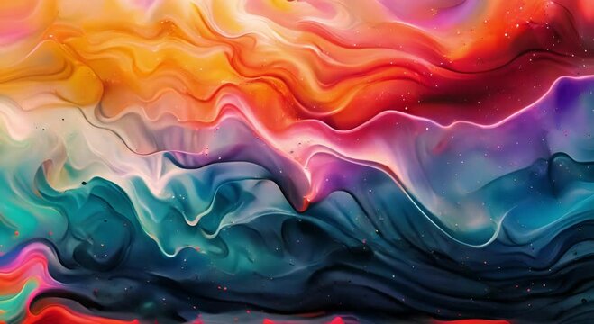 An abstract painting with bright and vibrant colors.