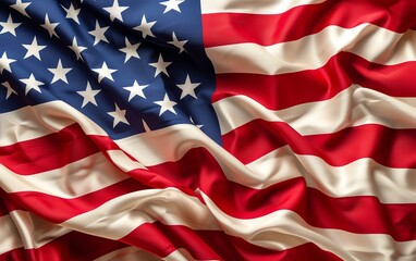 A patriotic scene with a fluttering American flag.