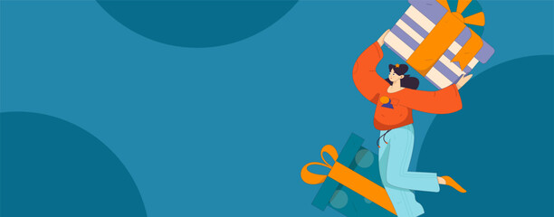 Holiday shopping people doing e-commerce online shopping flat vector concept operation hand drawn illustration
