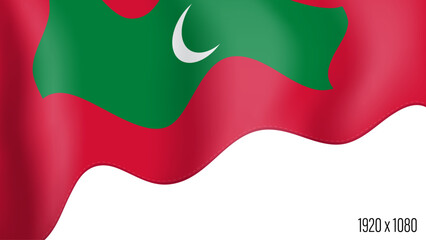 Maldives country flag realistic independence day background. Maldives commonwealth banner in motion waving, fluttering in wind. Festive patriotic HD format template for independence day