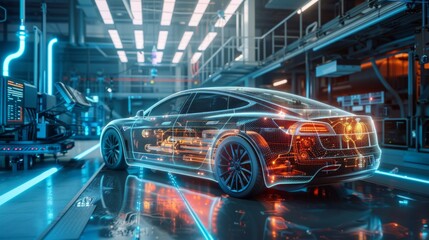 transparent car concept made in 3D graphics
