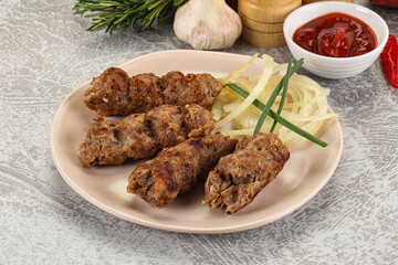 Beef kebab minced meat with onion