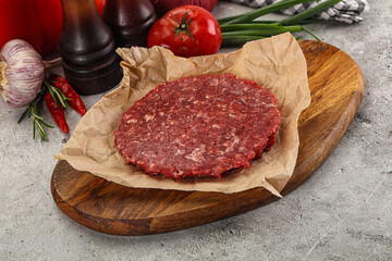 Raw beef burger cutlet minced meat