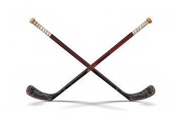 Field hockey. Sports supplies for playing on a white background. Hockey stick and ball. Crossed sticks for hockey. Sports competition on the grass.