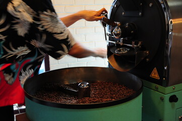 Professional handmade coffee roasting process